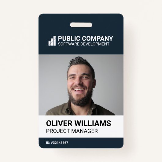 Modern Business Logo Photo Employee ID Badge Ausweis (Vorderseite)