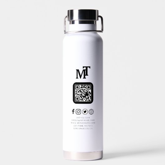 Modern Business Logo QR Code Branding Design Trinkflasche (Rückseite)