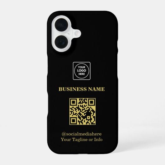 Modern Business Logo QR Code Promo iphone case 16 Hülle (Rückseite)