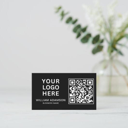 Modern Business Logo, QR Code | Schwarz Beruflich Visitenkarte (Stehend Vorderseite)