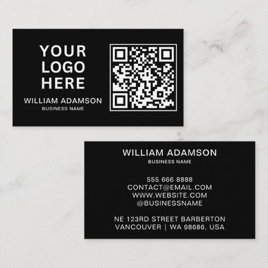 Modern Business Logo, QR Code | Schwarz Beruflich Visitenkarte (Vorne/Hinten)