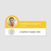 Modern Business Logo Yellow Photo Magnetic Namensschild (Vorderseite)