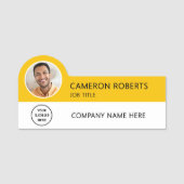 Modern Business Logo Yellow Photo Magnetic Namensschild (Vorderseite)