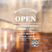 Modern Business opening hours logo and qr code Fensteraufkleber (Blatt 2)