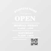 Modern Business opening hours logo and qr code Fensteraufkleber (Blatt)