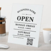 Modern Business opening hours logo and qr code Sockelschild (In Situ)