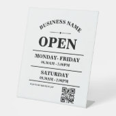 Modern Business opening hours logo and qr code Sockelschild (Vorderseite)