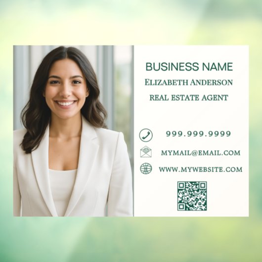 Modern Business Photo Contact Information Ivory Fensteraufkleber (Blatt 3)