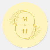 Modern Butter Yellow Boho Monogram Wedding Runder Aufkleber (Vorderseite)