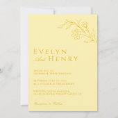 Modern Butter Yellow Floral Wedding Einladung (Vorderseite)