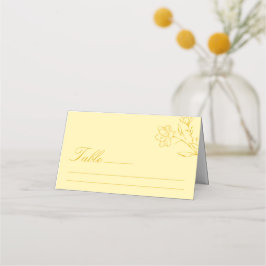 Modern Butter Yellow Floral Wedding Table Platzkarte