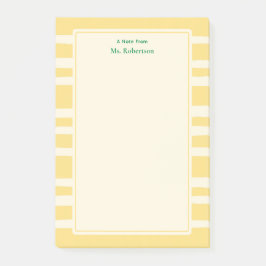 Modern Butter Yellow Stripes Custom Teacher Notes Post-it Klebezettel