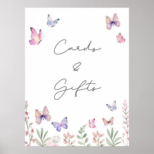 Modern Butterflies Bridal Shower Cards and Gifts Poster (Vorne)