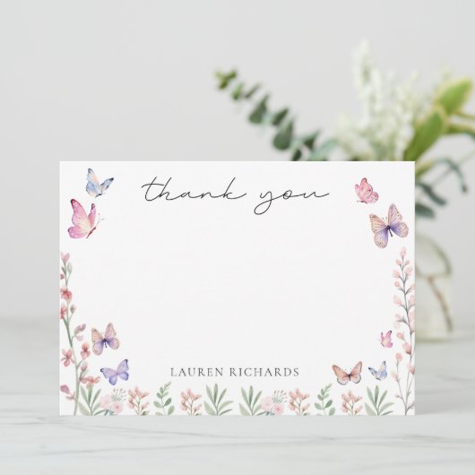 Modern Butterflies Bridal Shower Dankeskarte