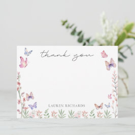 Modern Butterflies Bridal Shower Dankeskarte