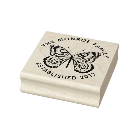 Modern Butterfly & Family Name Gummistempel (Stempel)