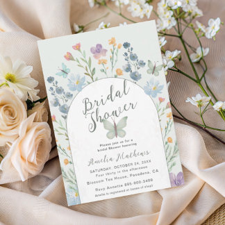 Modern Butterfly & Floral Bridal Shower Einladung