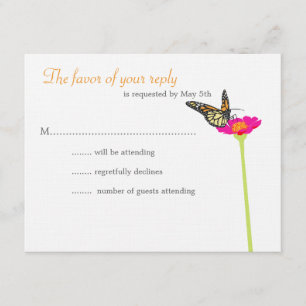 Modern Butterfly RSVP Card - Farbe Karte