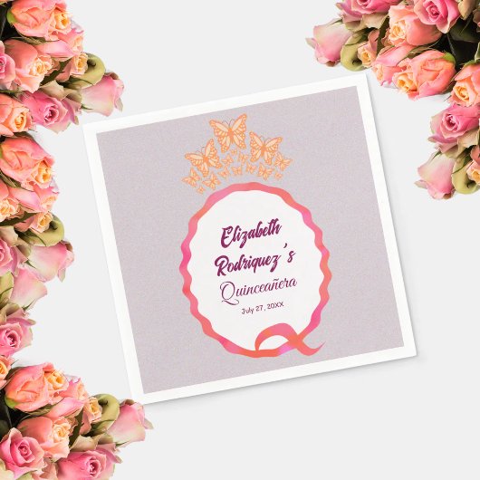 Modern Butterfly Tiara Crown Squiggle Serviette