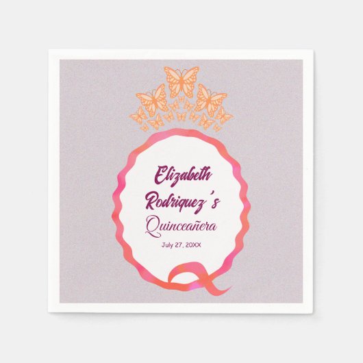 Modern Butterfly Tiara Crown Squiggle  Serviette (Vorderseite)
