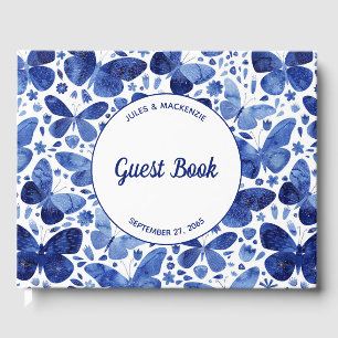 Modern Butterfly Watercolor Blau Gästebuch
