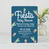 Modern Cactus Border Fiesta Baby Shower Einladung (Stehend Vorderseite)