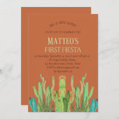 Modern Cactus Boy First Fiesta Geburtstag Einladung (Vorne/Hinten)