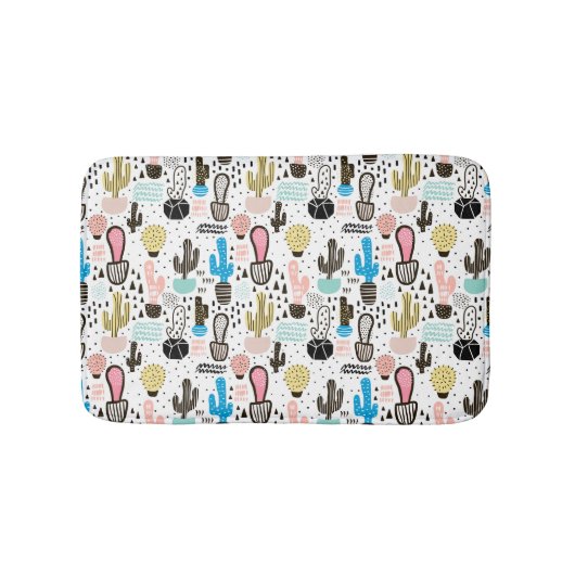 Modern Cactus Geometric Muster Badematte (Vorderseite)