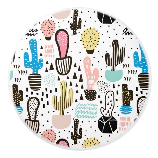 Modern Cactus Geometric Muster Keramikknauf (Vorderseite)