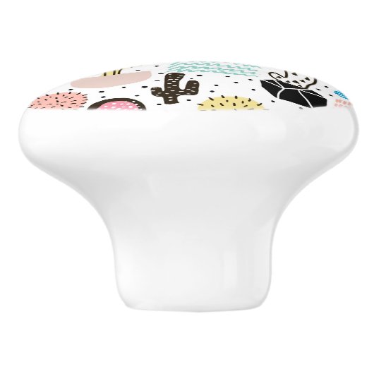 Modern Cactus Geometric Muster Keramikknauf (Seitenansicht)