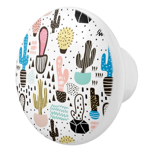 Modern Cactus Geometric Muster Keramikknauf (Rechts)