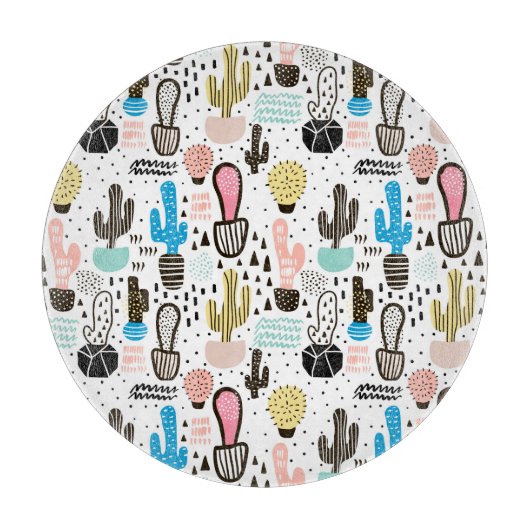 Modern Cactus Geometric Muster Schneidebrett (Vorderseite)