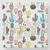 Modern Cactus Geometric Muster Steinuntersetzer (Vorderseite)
