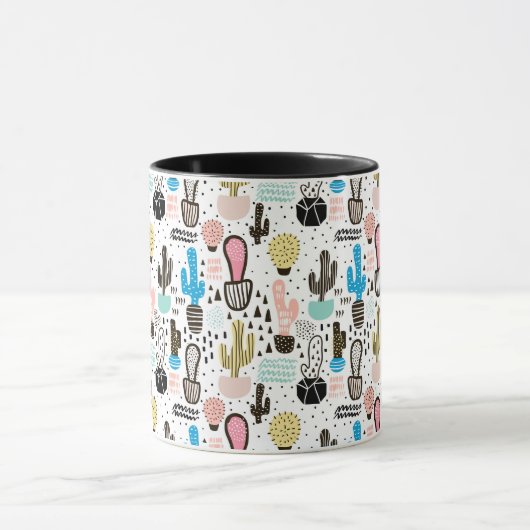 Modern Cactus Geometric Muster Tasse (Zentrum)