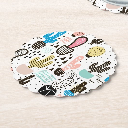 Modern Cactus Geometric Muster Untersetzer (angewinkelt)