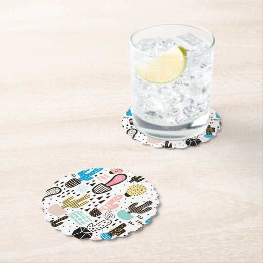 Modern Cactus Geometric Muster Untersetzer (Vor Ort)