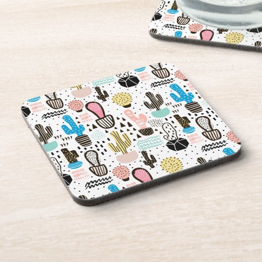 Modern Cactus Geometric Muster Untersetzer (Linke Seite)