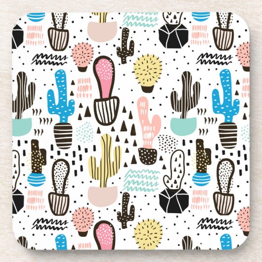 Modern Cactus Geometric Muster Untersetzer (Vorderseite)