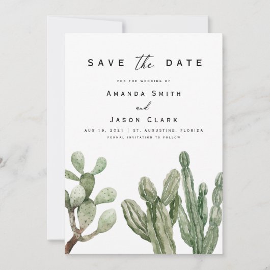 Modern Cactus Wüste Boho Hochzeit  Einladung (Vorderseite)