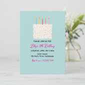 Modern Cake Birthday Invitation, Colorful Sprinkle Einladung (Stehend Vorderseite)
