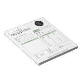 Modern Cake Cupcake Bäckerei Sage Green Order Form Notizblock (angewinkelt)