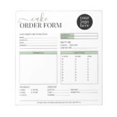 Modern Cake Cupcake Bäckerei Sage Green Order Form Notizblock (Vorderseite)