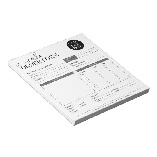 Modern Cake Cupcake Bakery Grau Bestellformular Notizblock (angewinkelt)