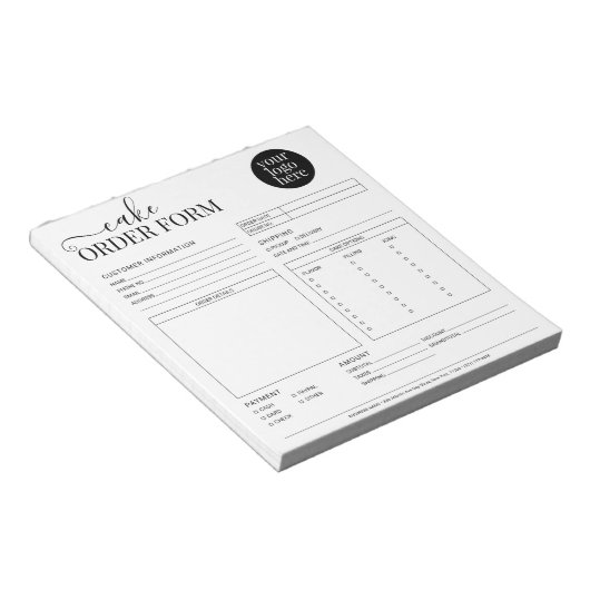 Modern Cake Cupcake Bakery White Order Form Notizblock (angewinkelt)