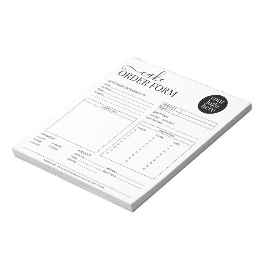 Modern Cake Cupcake Bakery White Order Form Notizblock (Rotiert)