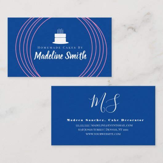 Modern Cake Logo hausgemachte Bäckerei Branding Visitenkarte (Vorne/Hinten)