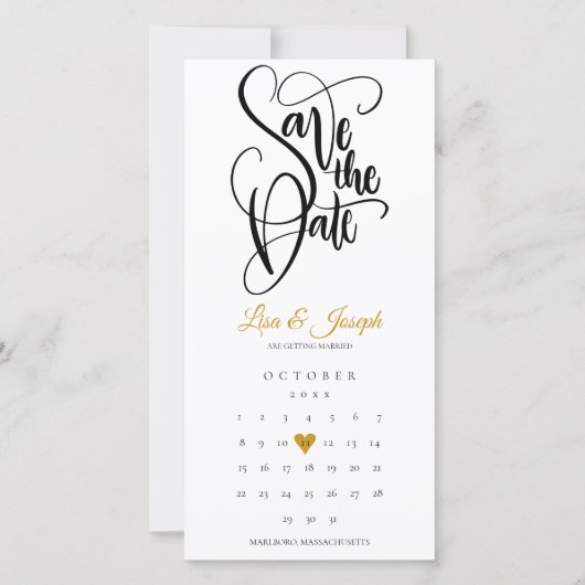 Modern Calendar Gold Liebe Herz Save The Date (Vorderseite)