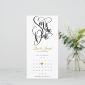 Modern Calendar Gold Liebe Herz Save The Date (Stehend Vorderseite)