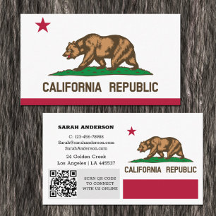 Modern California Business Card, Flag / USA Visitenkarte