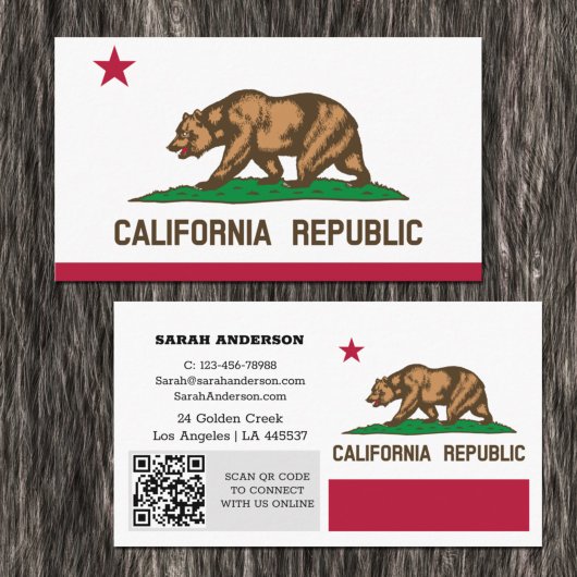 Modern California Business Card, Flag / USA Visitenkarte